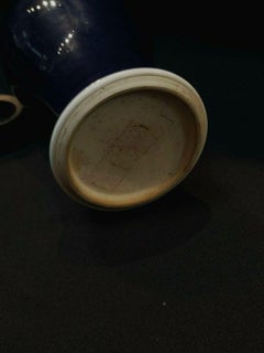 Qing Dynasty Qian Long Sacrificed Blue Covered Porcelain Jar Vase