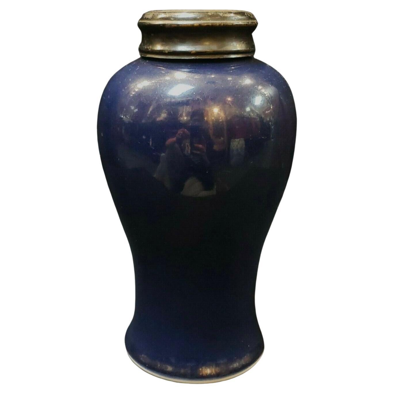 Qing Dynasty Qian Long Sacrificed Blue Covered Porcelain Jar Vase For Sale