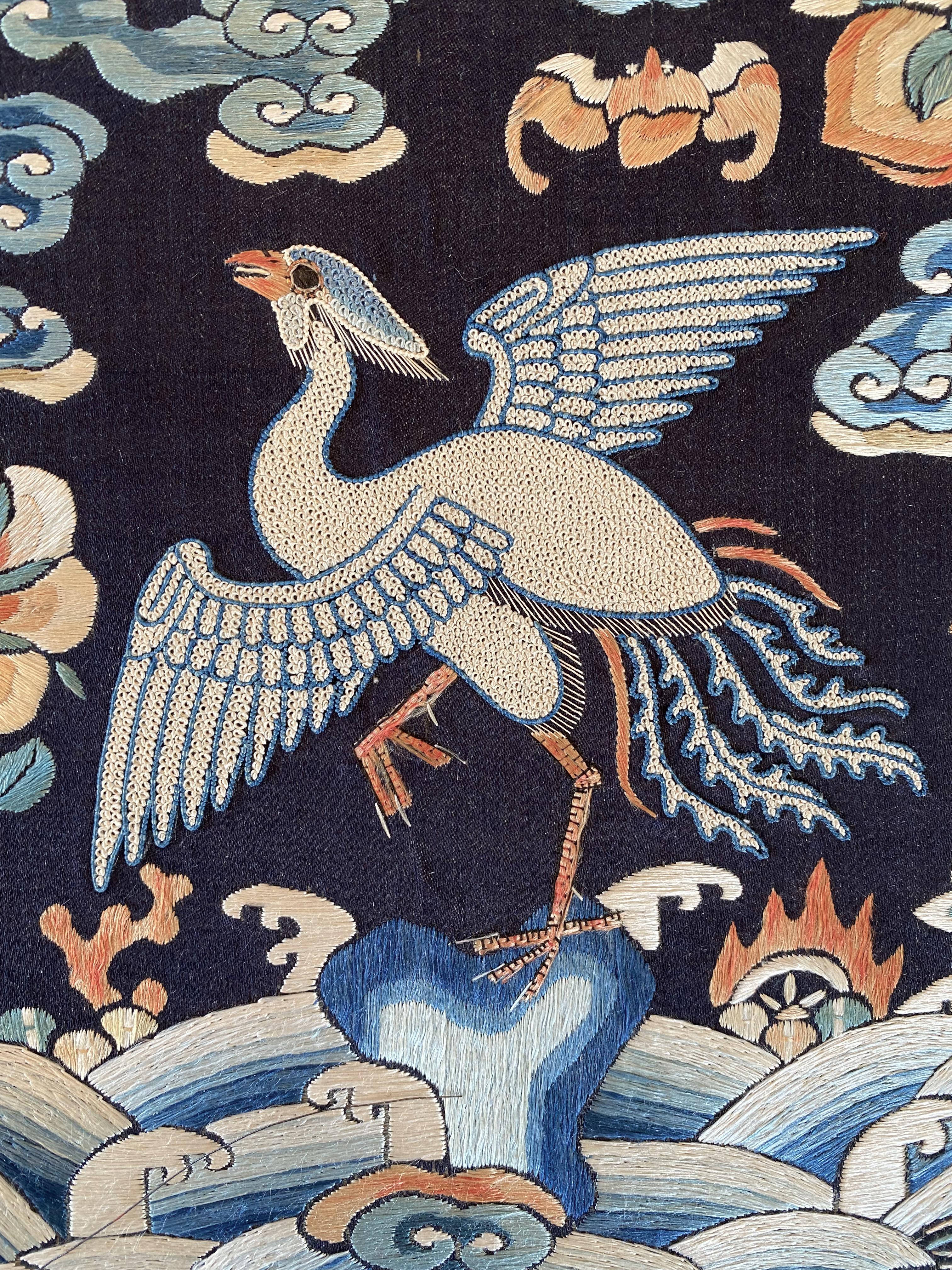 Chinois Badge de rangée de la dynastie Qing avec faisan d'argent en vente