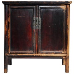 Qing Dynasty Round Post Chest with Two Drawers and Original Patina