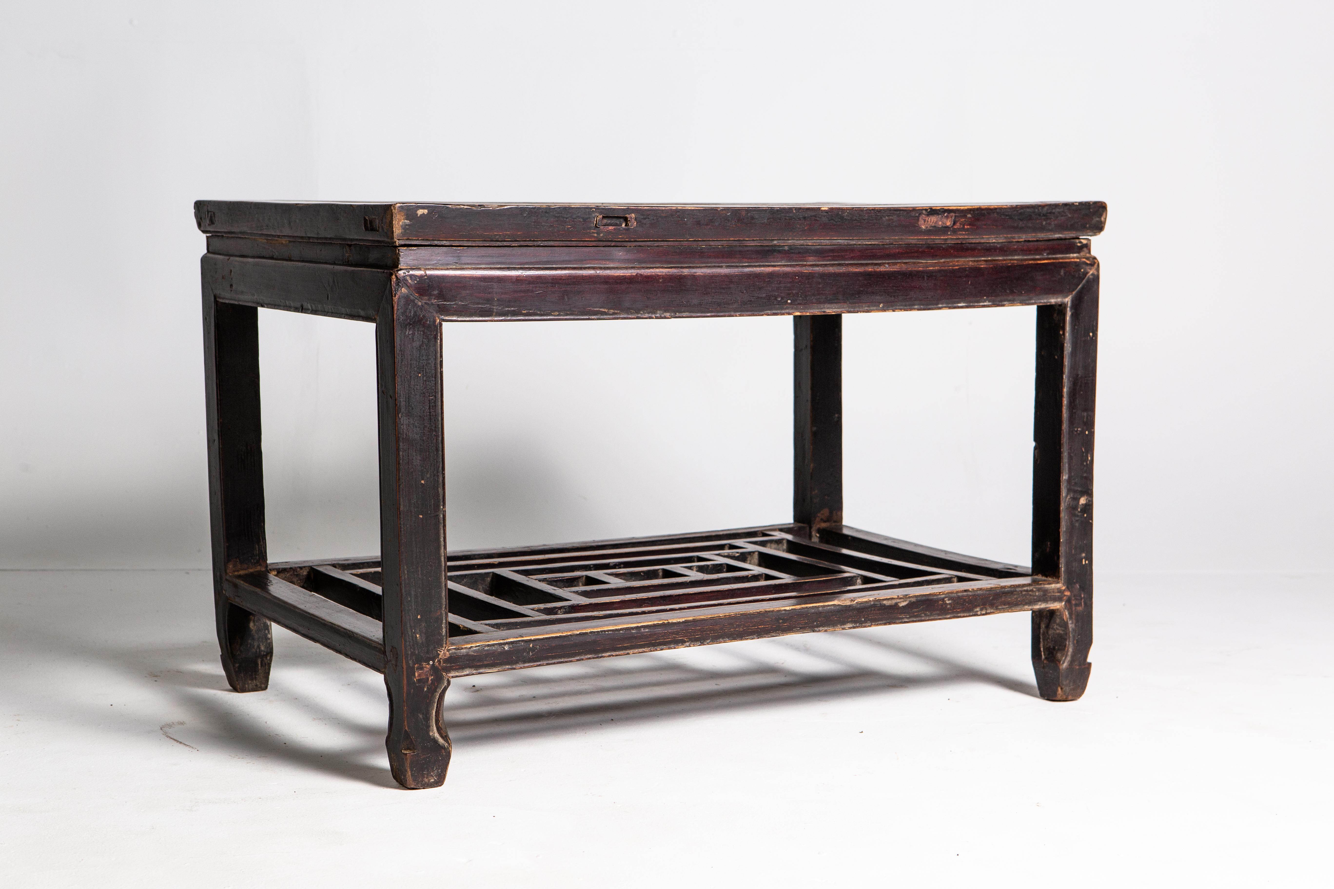 Chinese Qing Dynasty Side Table with Shelf