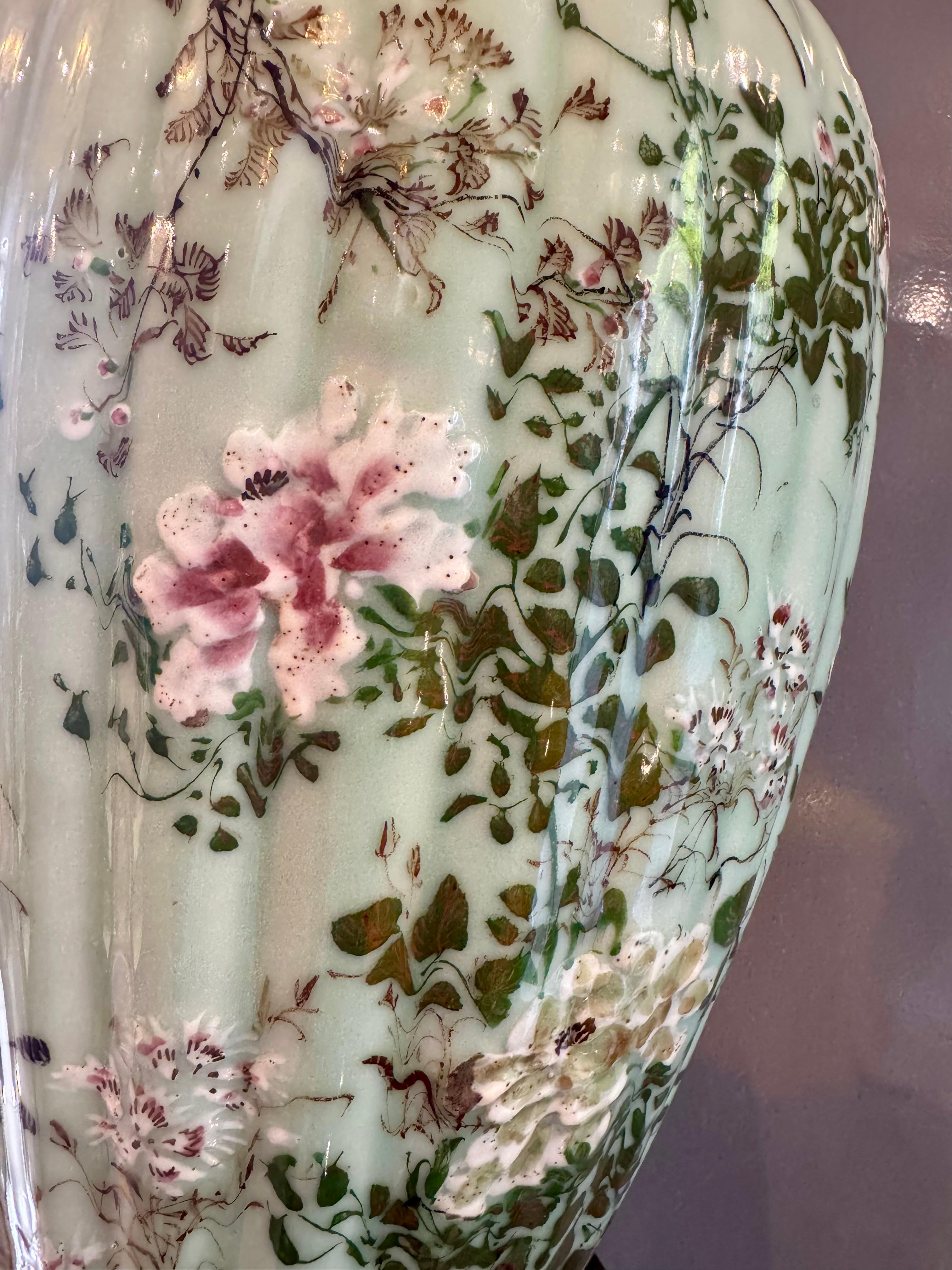 Qing Dynasty Style Porcelain Celadon Enameled Vase, 19th Century For Sale 3