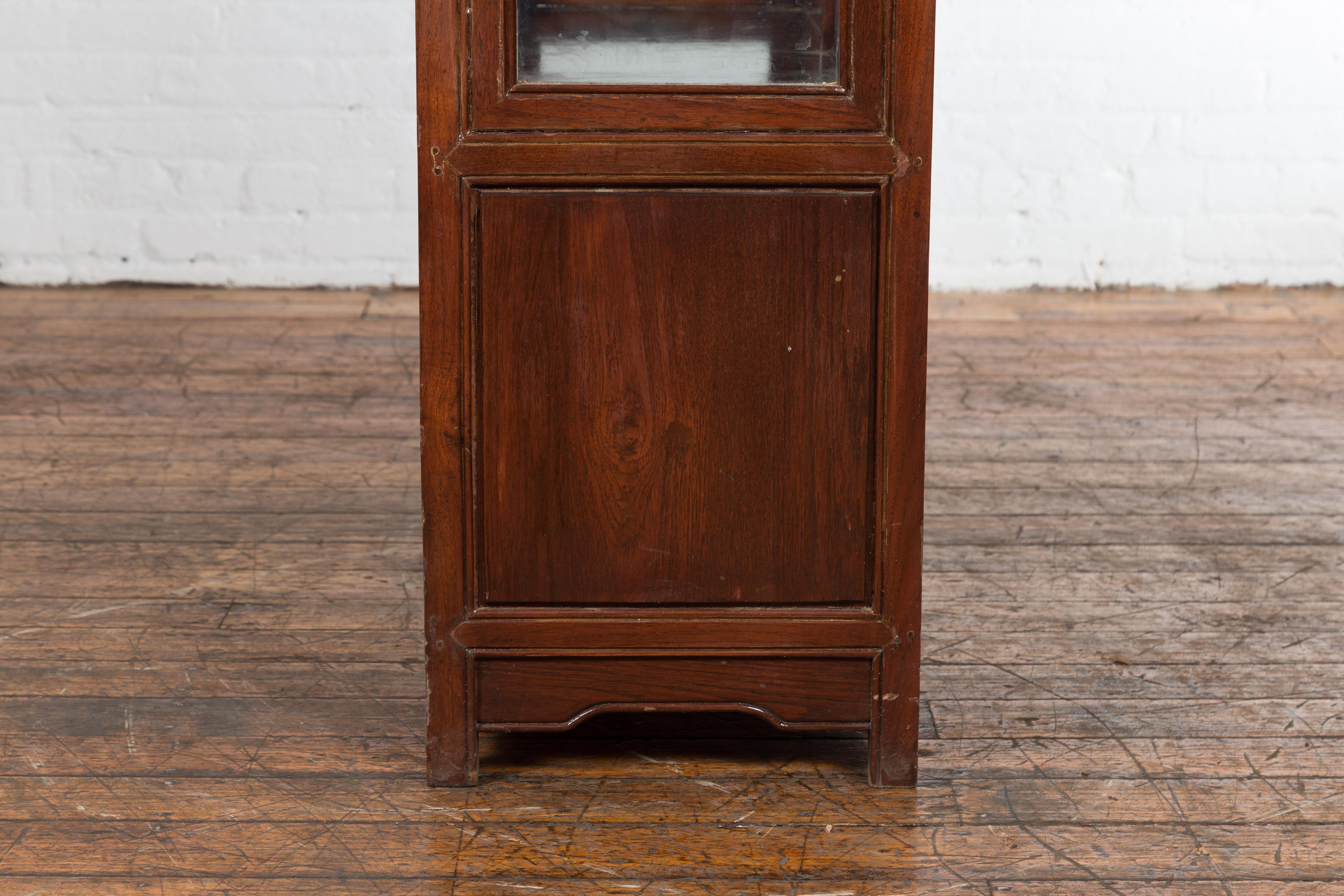 Qing Dynasty Style Retrofitted Vitrine Cabinet with Mirrors and Spot Lights For Sale 8