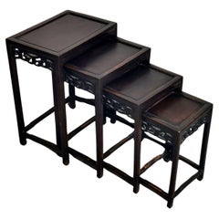 Qing Dynasty-Style Set of 4 Chinese Wooden Nesting Side Tables