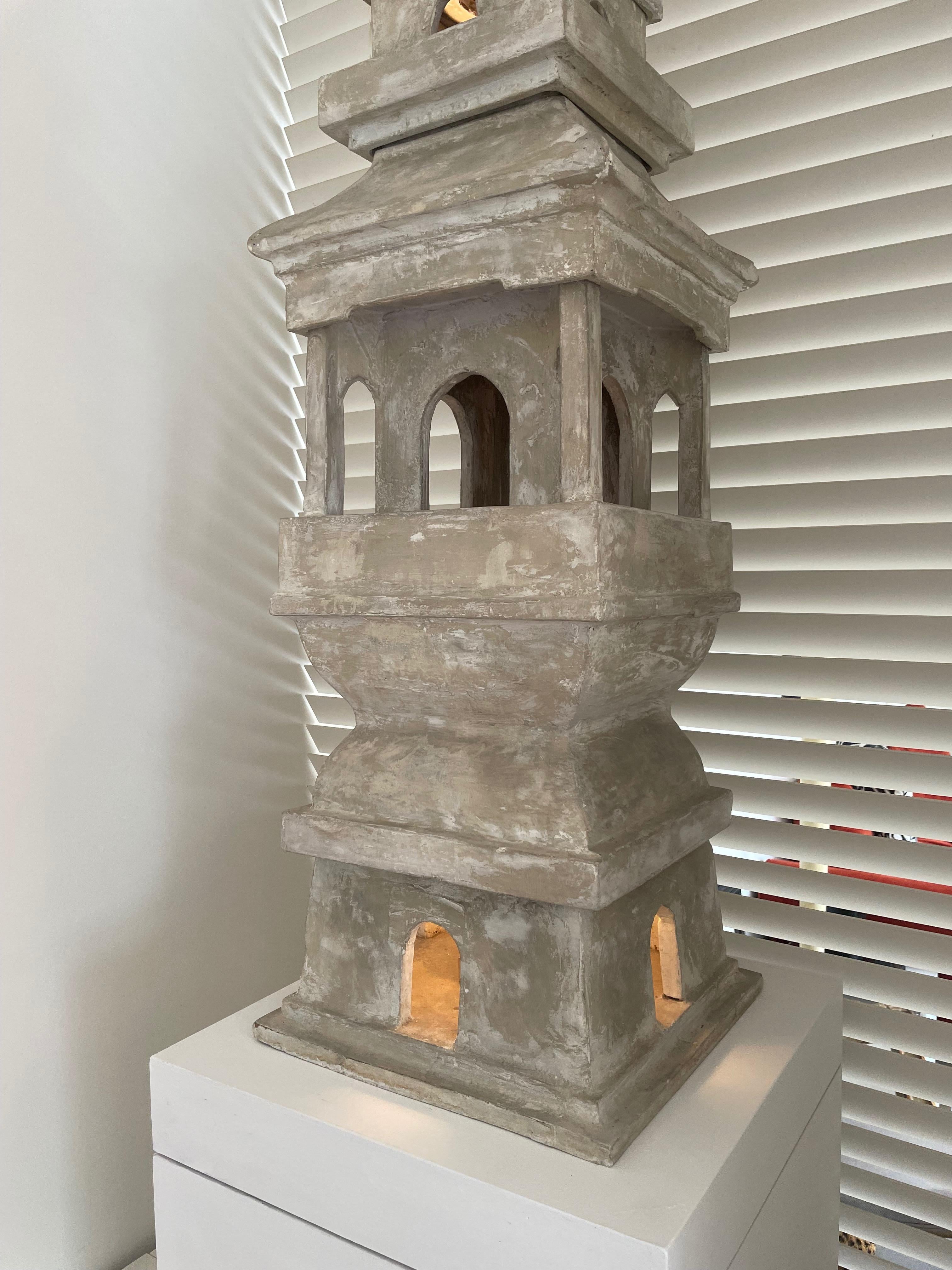 Qing Dynasty Terracotta Pagoda in the Style Of Tony Duquette. For Sale 2