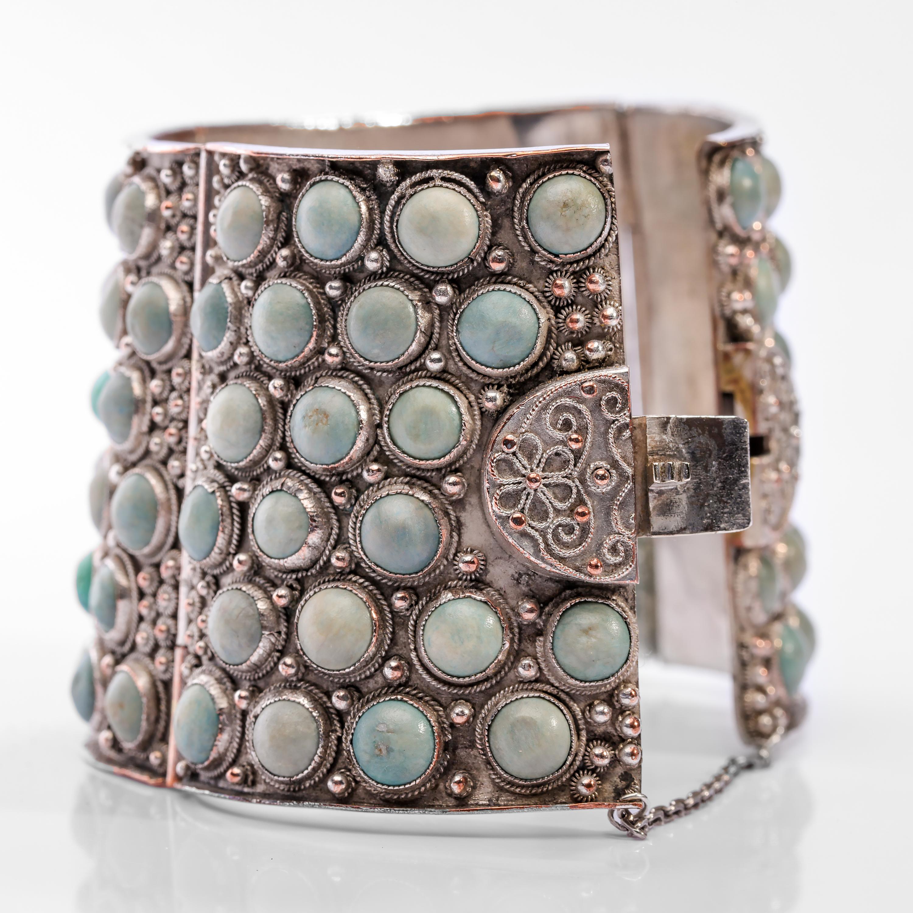 Qing Dynasty Turquoise Cuff Silver Over Copper 3