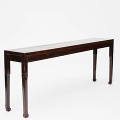 Qing-Dynasty Walnut Console Table with Carved Apron on One Side
