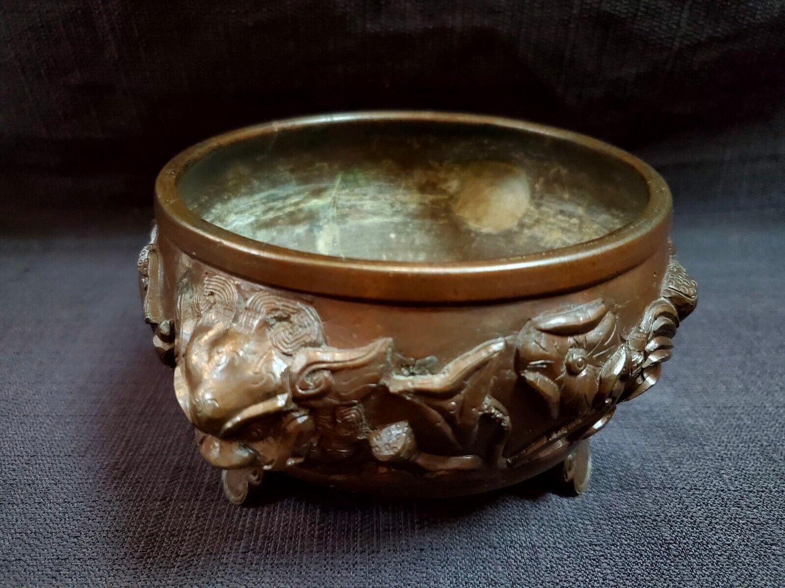 Bronze Qing, Early Period, High Relief Lotus Leaf Pattern Copper Incense Burner For Sale