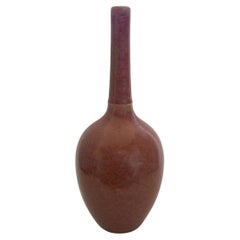 Antique Qing Peach-Bloom Bottle Neck Vase, Six Character Mark, China, 19th Century