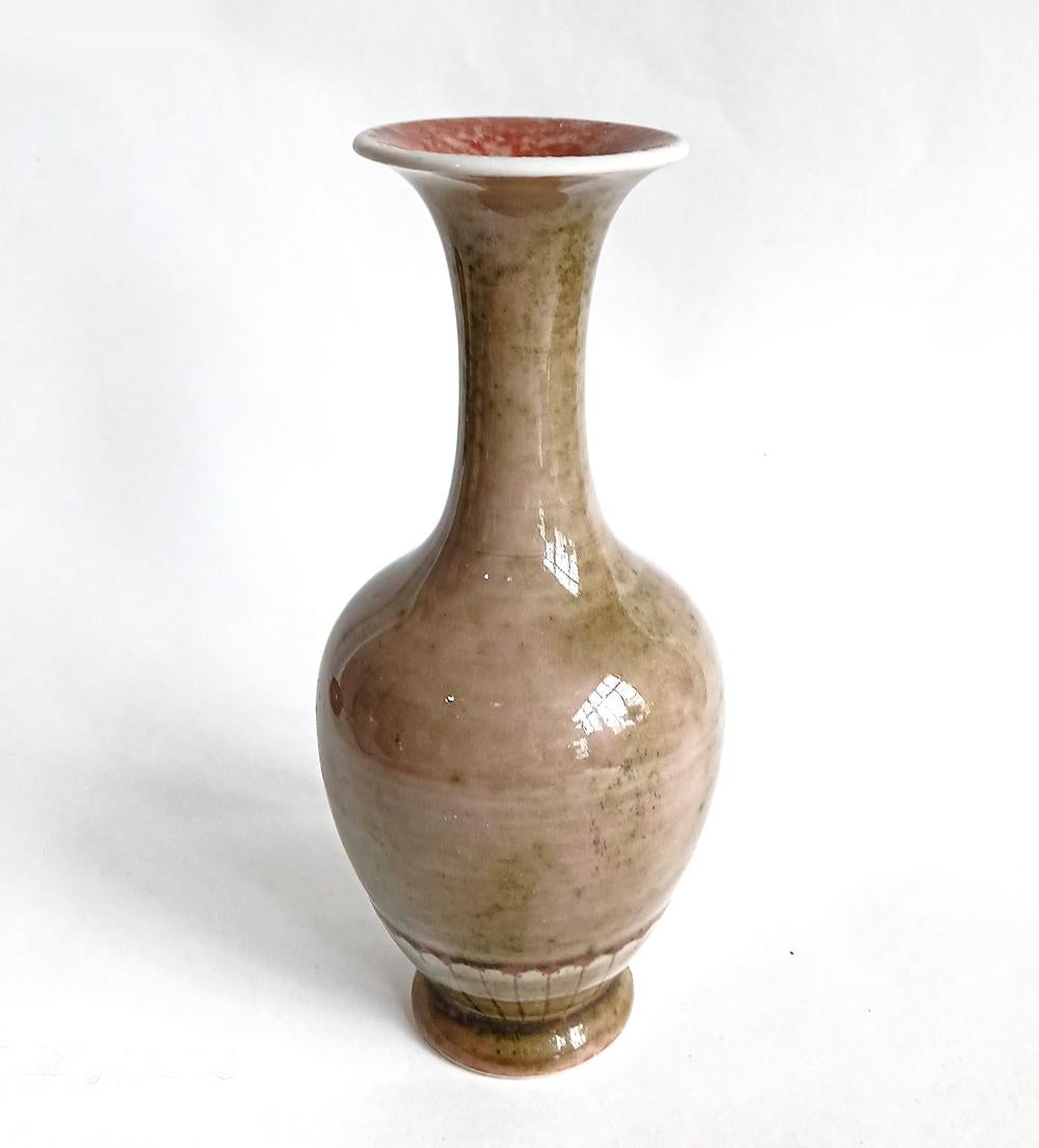 Qing Peach-Bloom Vases, Kangxi Style and Marks, Late 19th Century 7