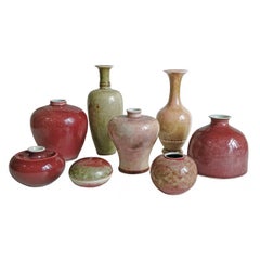 Qing Peach-Bloom Vases, Kangxi Style and Marks, Late 19th Century