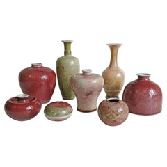 Qing Peach-Bloom Vases, Kangxi Style and Marks, Late 19th Century
