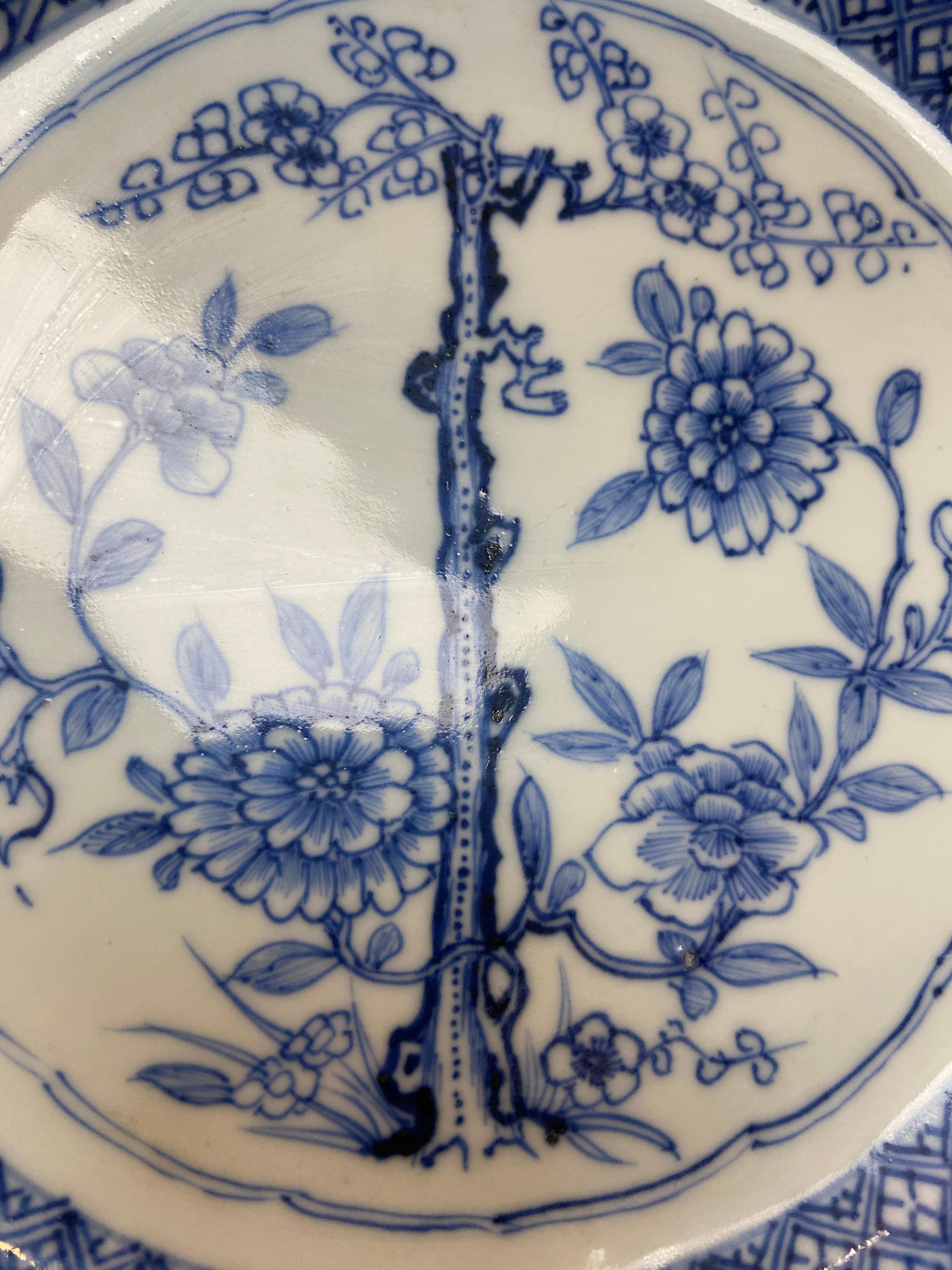 Qing， Qianlong Period blue and white “Flowers” dish For Sale 1