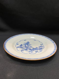 Qing. QianLong period blue and white “Landscape” dish