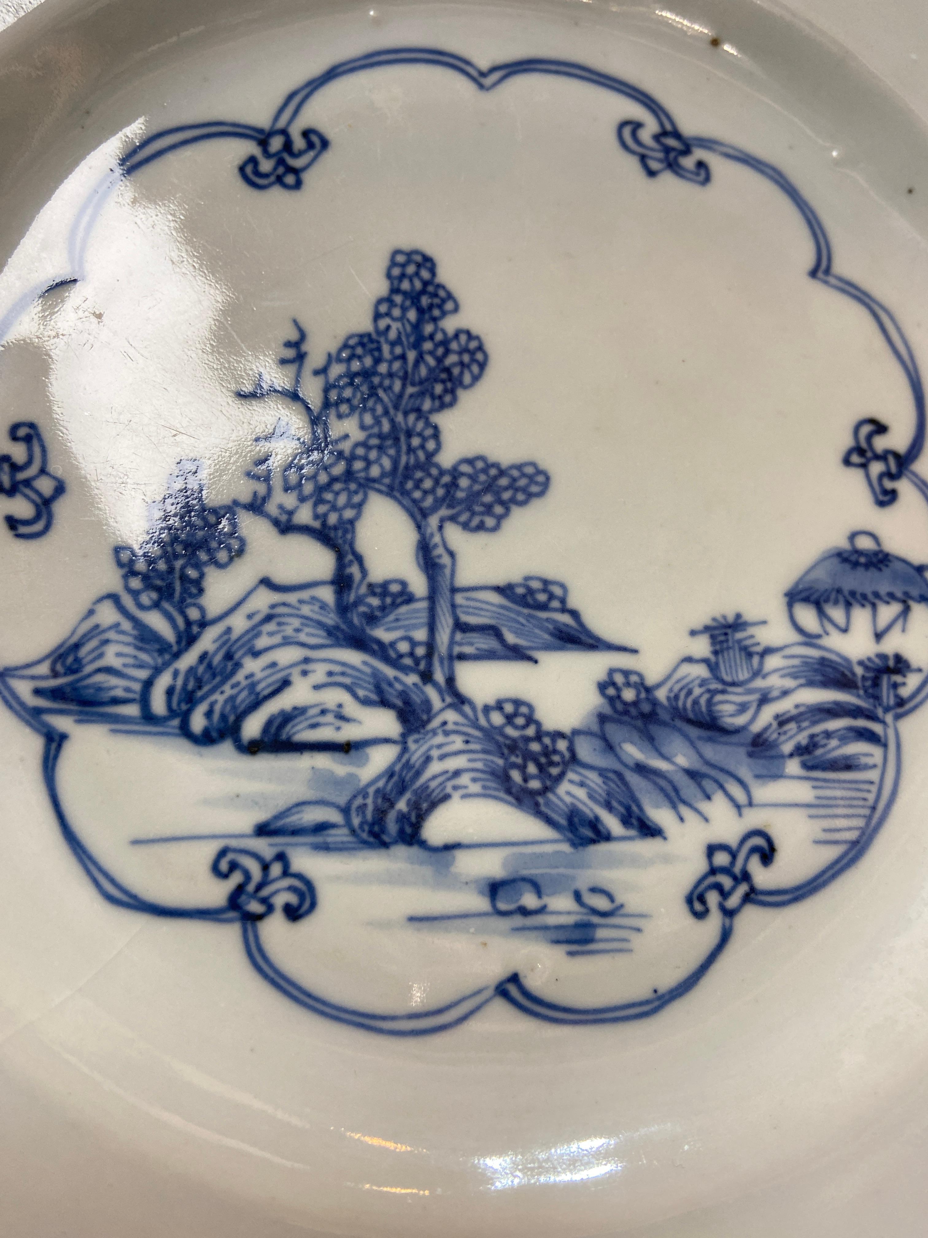 18th Century and Earlier Qing. QianLong period blue and white “Landscape” dish For Sale