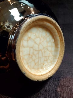 Qing,Chinese antike Kangxi Aubergine lila langen Hals Porzellanvase
