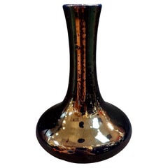 Qing，Chinois antique Kangxi Vase à long col en porcelaine aubergine pourpre