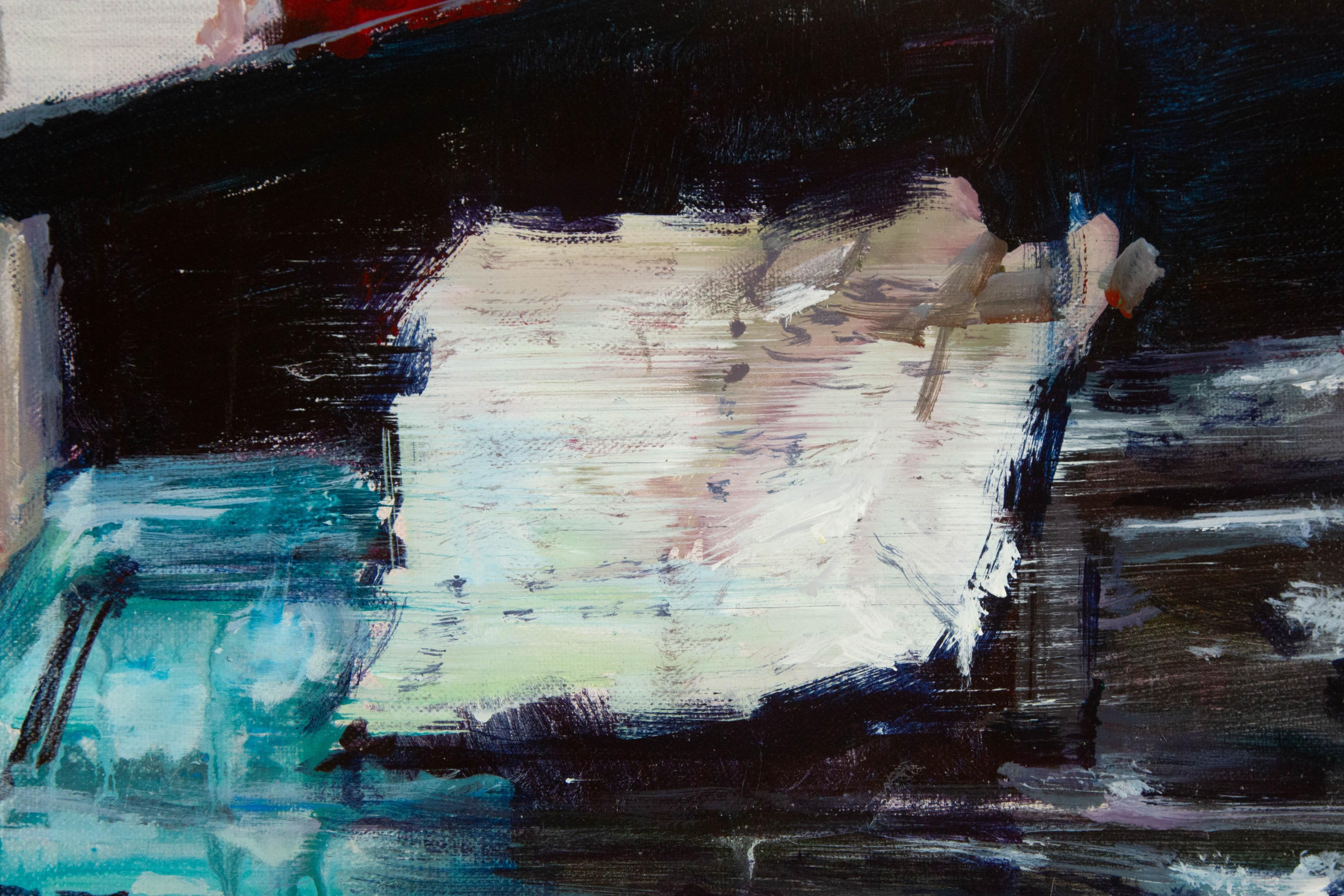 Qingfeng Yi Stillleben Original Öl auf Leinwand „Piano“ im Angebot 1
