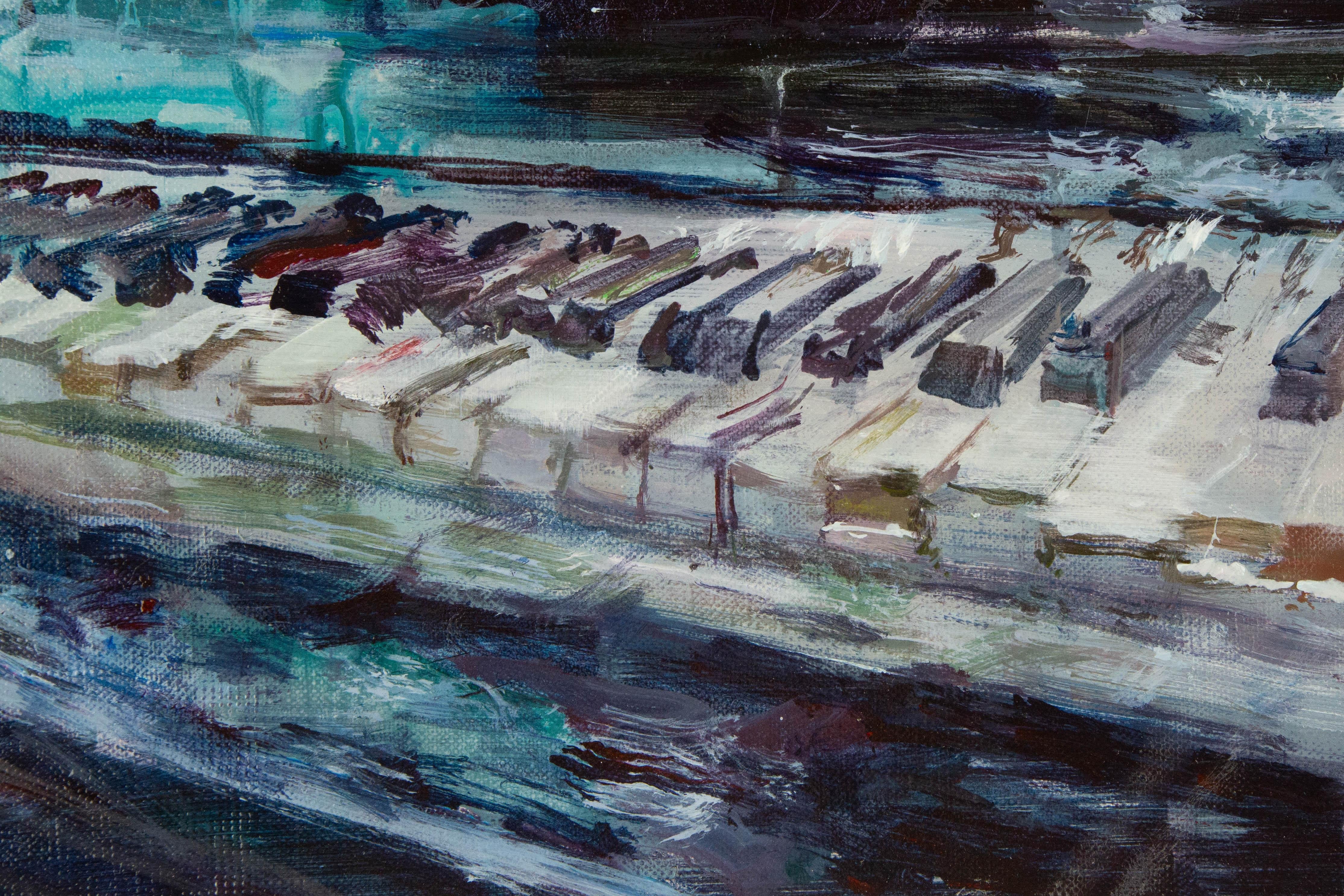 Qingfeng Yi Stillleben Original Öl auf Leinwand „Piano“ im Angebot 2