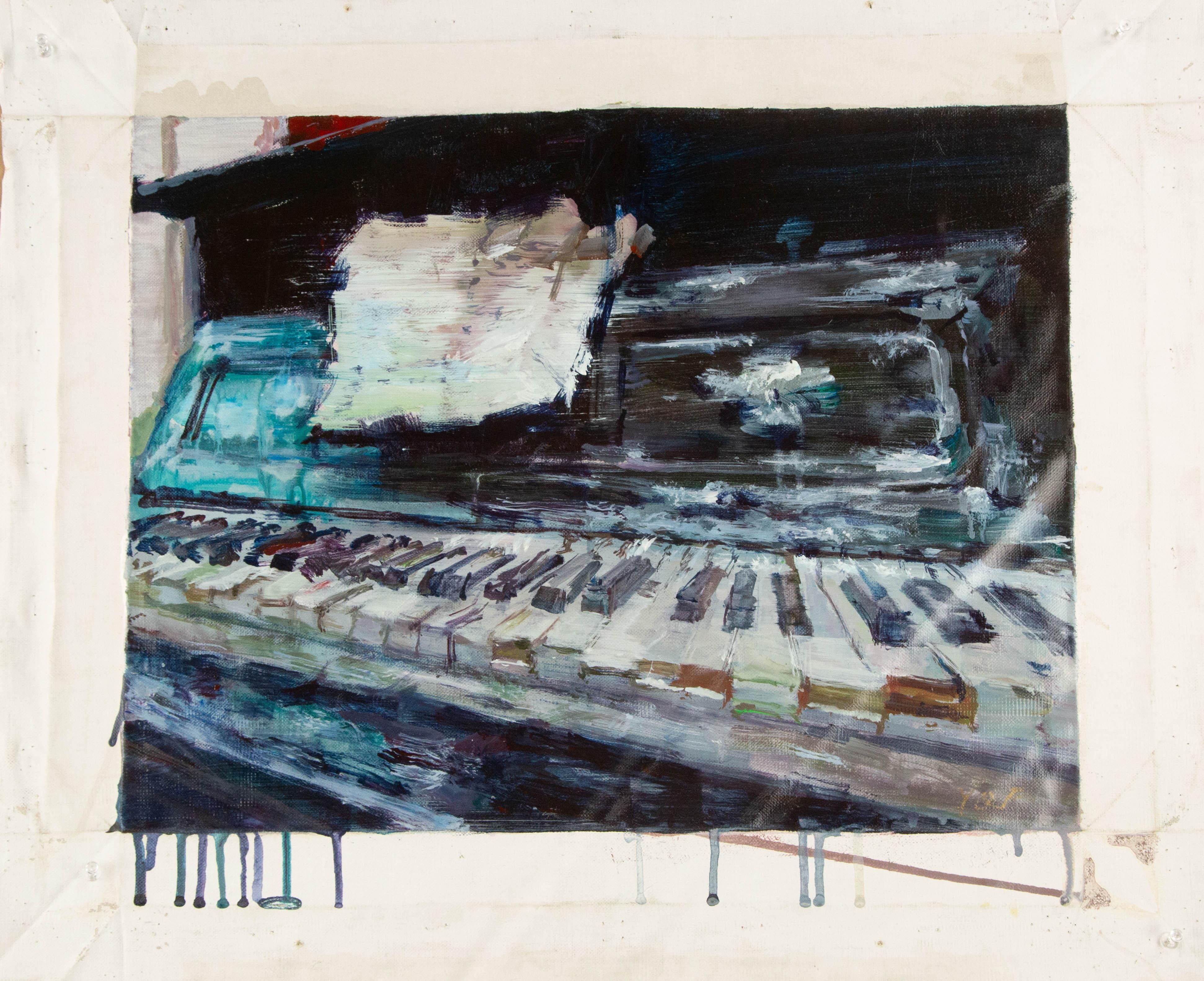 Qingfeng Yi Stillleben Original Öl auf Leinwand „Piano“ im Angebot 8