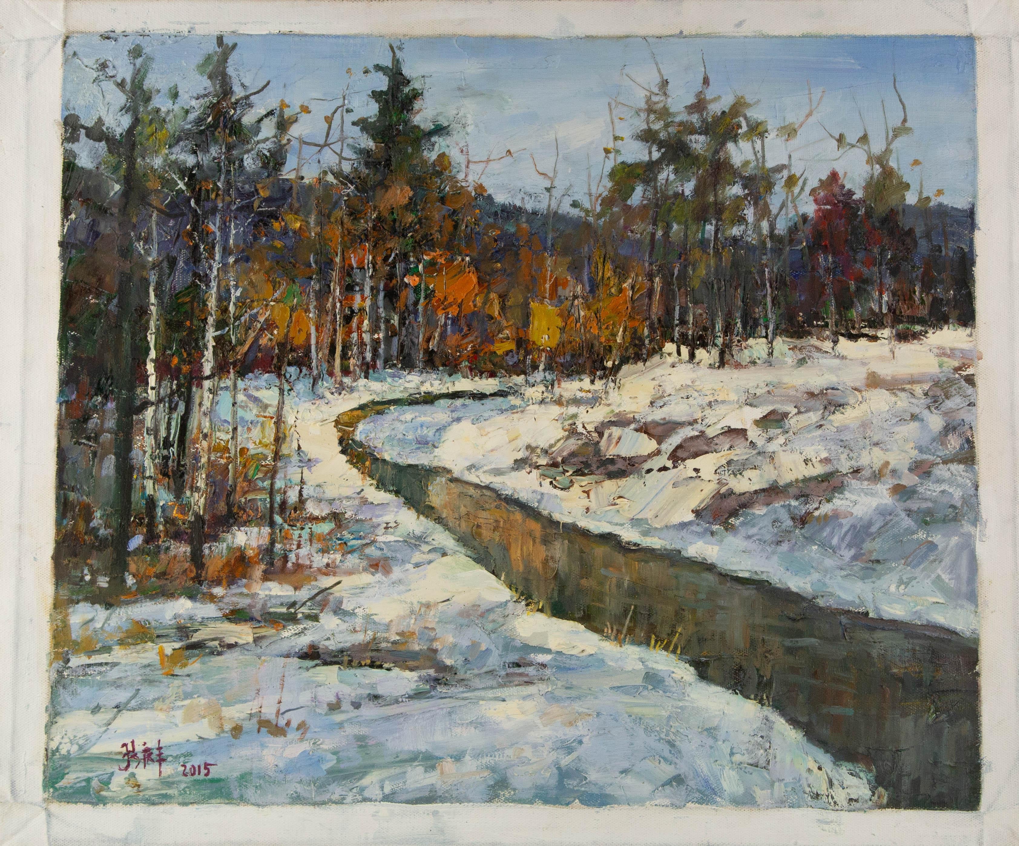 Qingfeng Zhang Impressionniste Original Huile sur Toile 