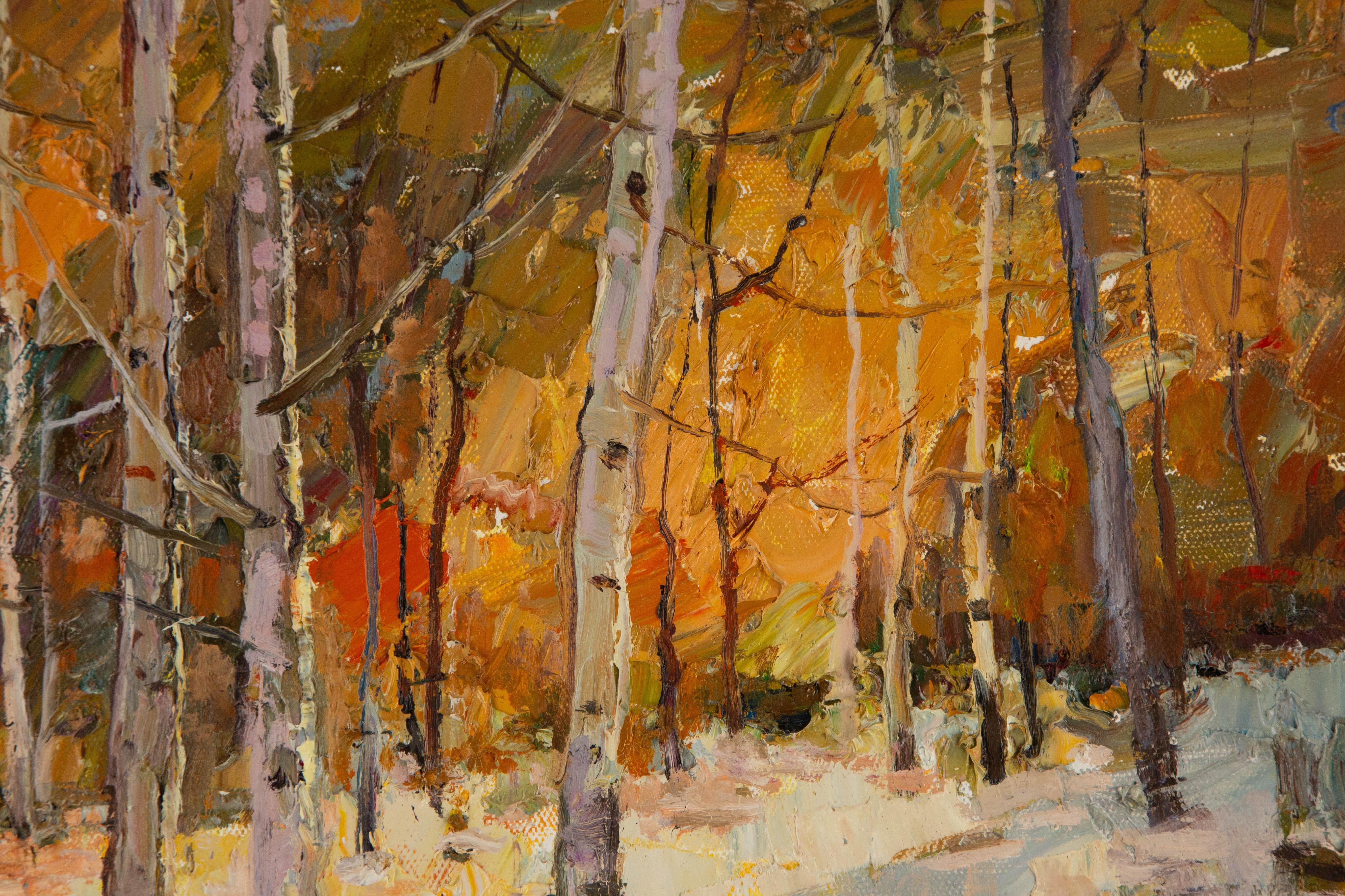 Huile impressionniste originale sur toile « Norvège printemps II » de Qingfeng Zhang en vente 3