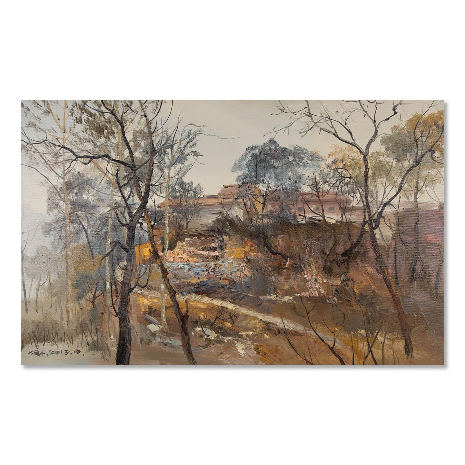 Landscape Painting QingLiang Wang - Peinture à l'huile impressionniste de Qingliang Wang « Le chemin que j'ai suivi »