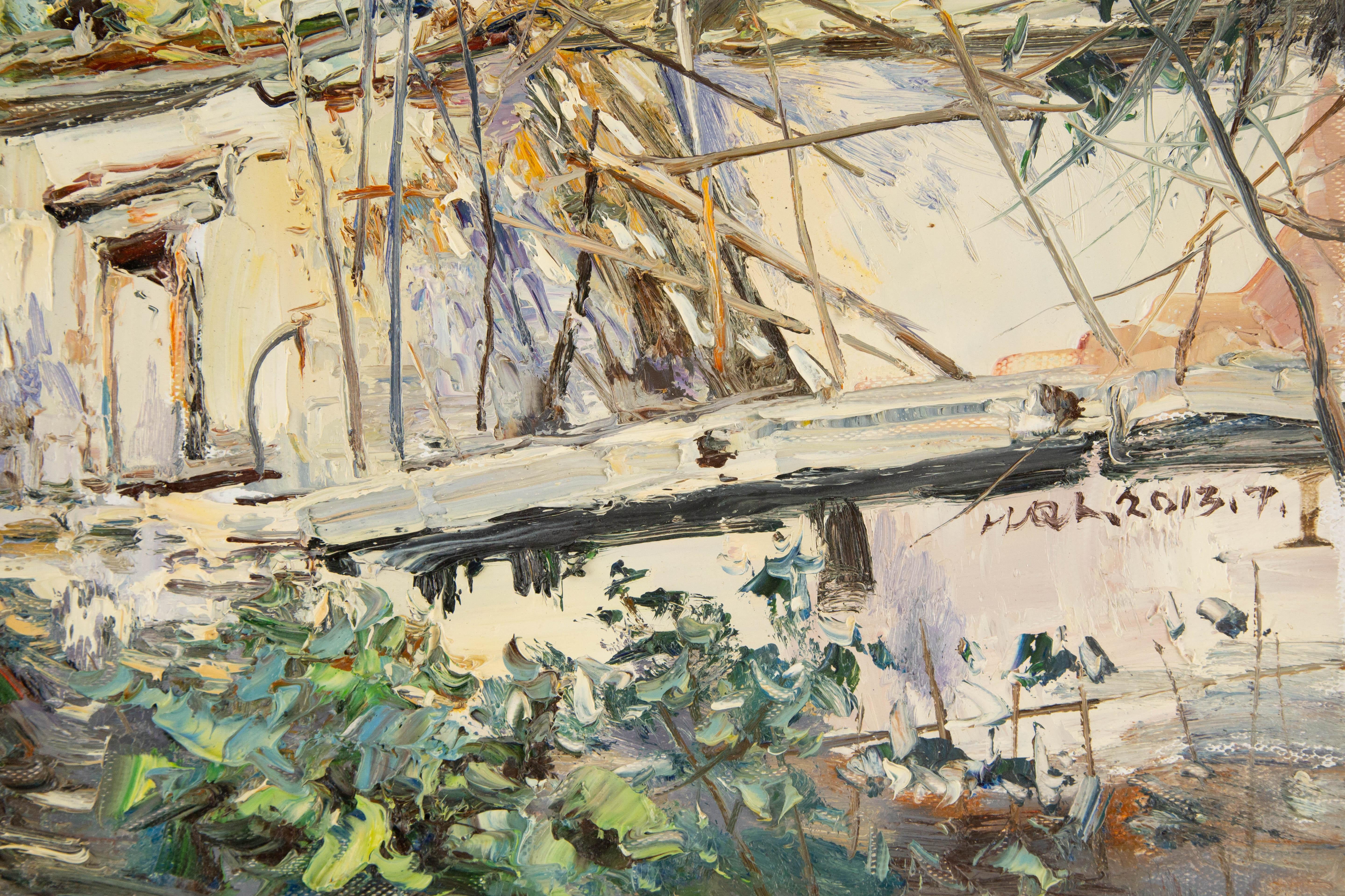 Qingliang Wang Impressionist Original Oil On Canvas 