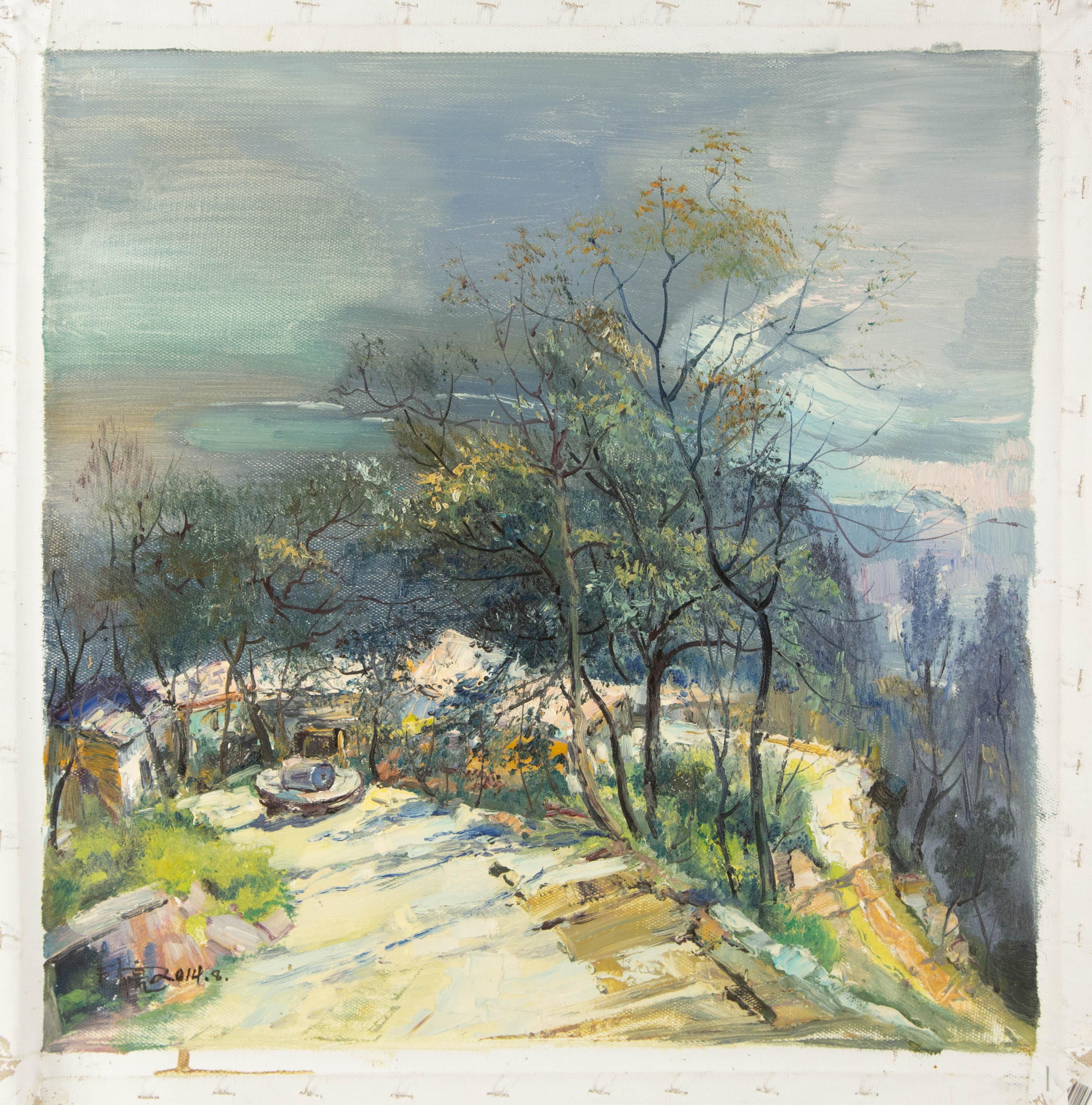 Qingliang Wang Landscape Original Oil On Canvas 