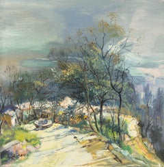 Qingliang Wang Landscape Original Oil On Canvas "Millstone" (pierre meulière)