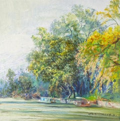 Huile sur toile originale du paysage QingLiang Wang « La rivière Li ».