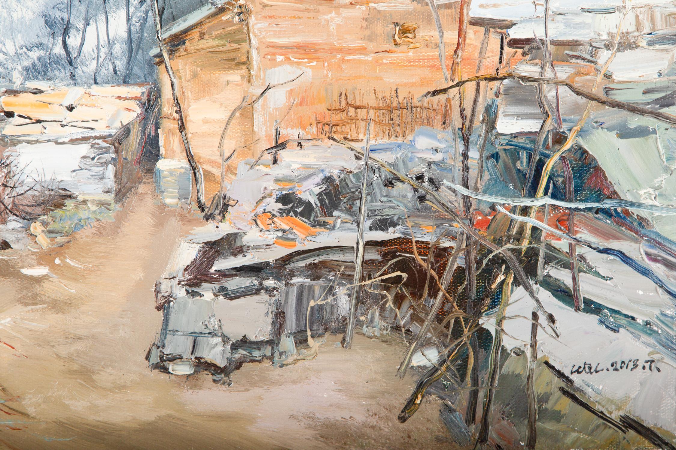 QingLiang Wang Landschaft, Original-Ölgemälde „Teppich nach Regen“, QingLiang Wang im Angebot 4