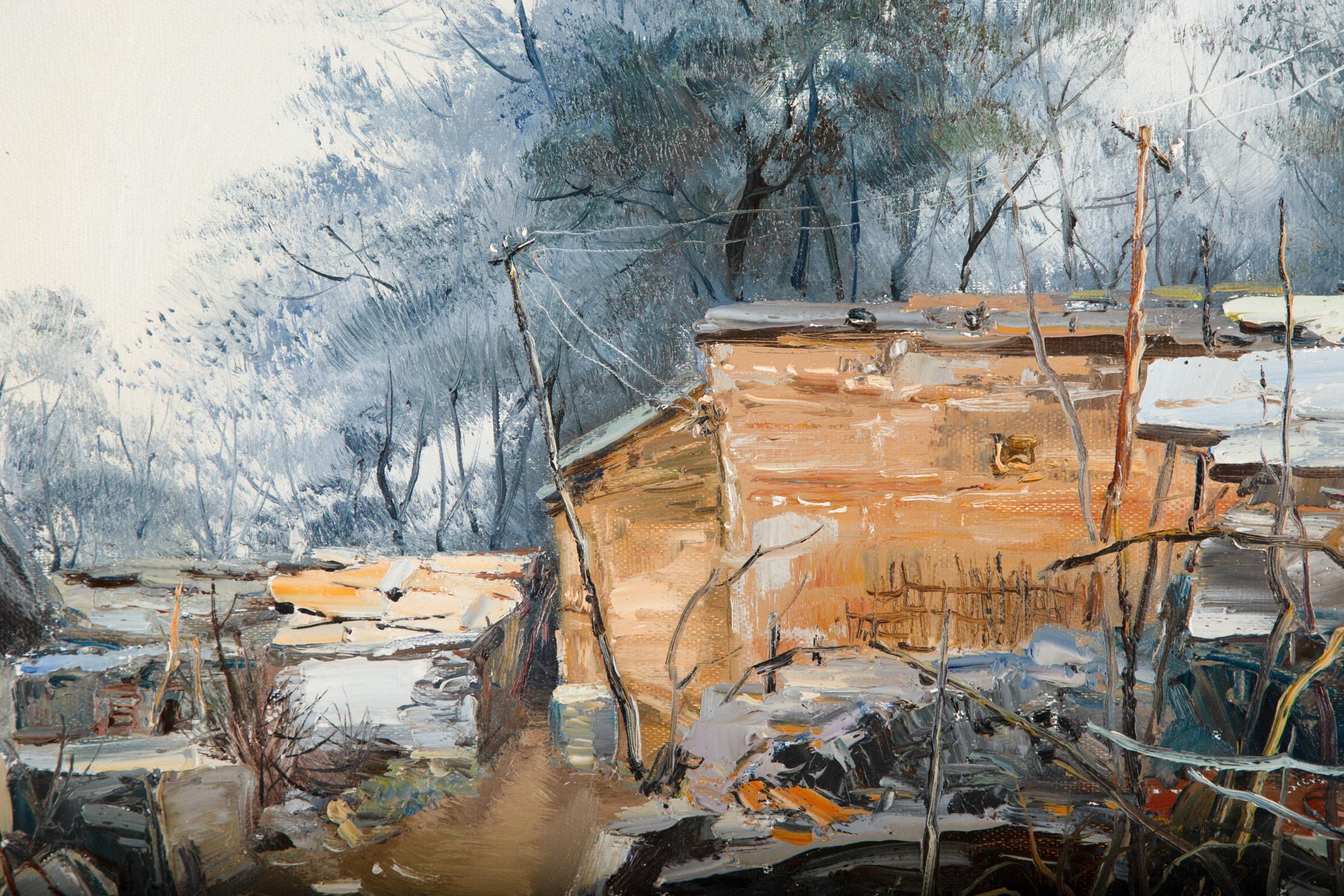 QingLiang Wang Landschaft, Original-Ölgemälde „Teppich nach Regen“, QingLiang Wang im Angebot 5