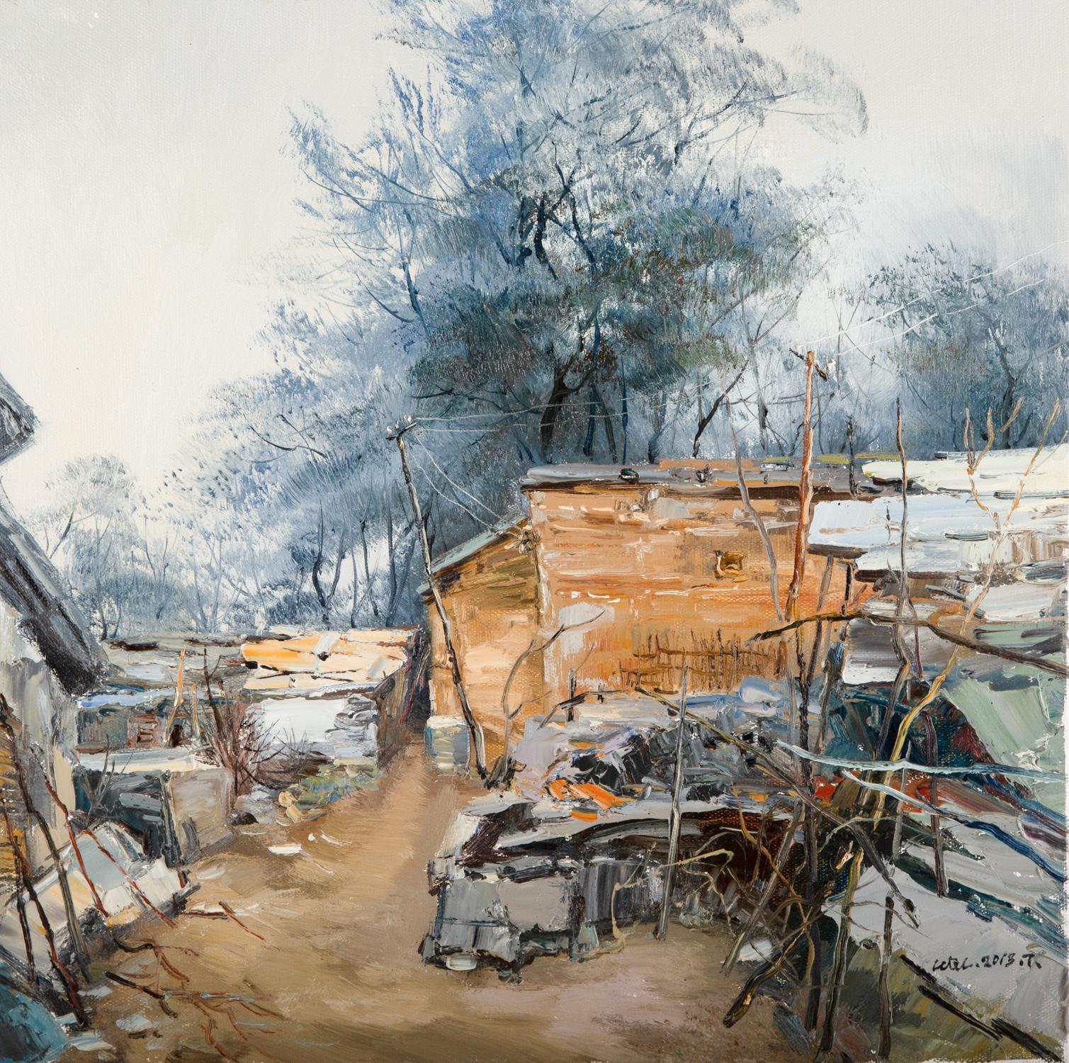 QingLiang Wang Landschaft, Original-Ölgemälde „Teppich nach Regen“, QingLiang Wang