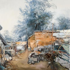 Peinture à l'huile originale de paysage QingLiang Wang « Path After Rain » (Path après pluie)