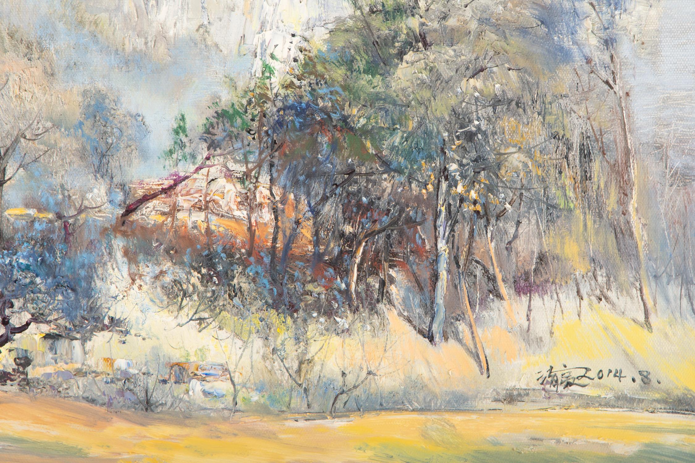 QingLiang Wang Landschaft, Original-Ölgemälde „Wuji-Gebirge“ im Angebot 2