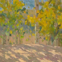 QingSheng Meng Impresionista Óleo Original Sobre Lienzo "Visita Parque Primavera VI"