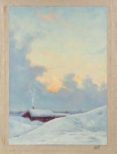 Qingsheng Meng Landschaft Original Öl auf Leinwand "Schornsteinwärme"