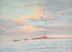 Qingsheng Meng Waterscape Original Oil Painting "Four Season Series IV"