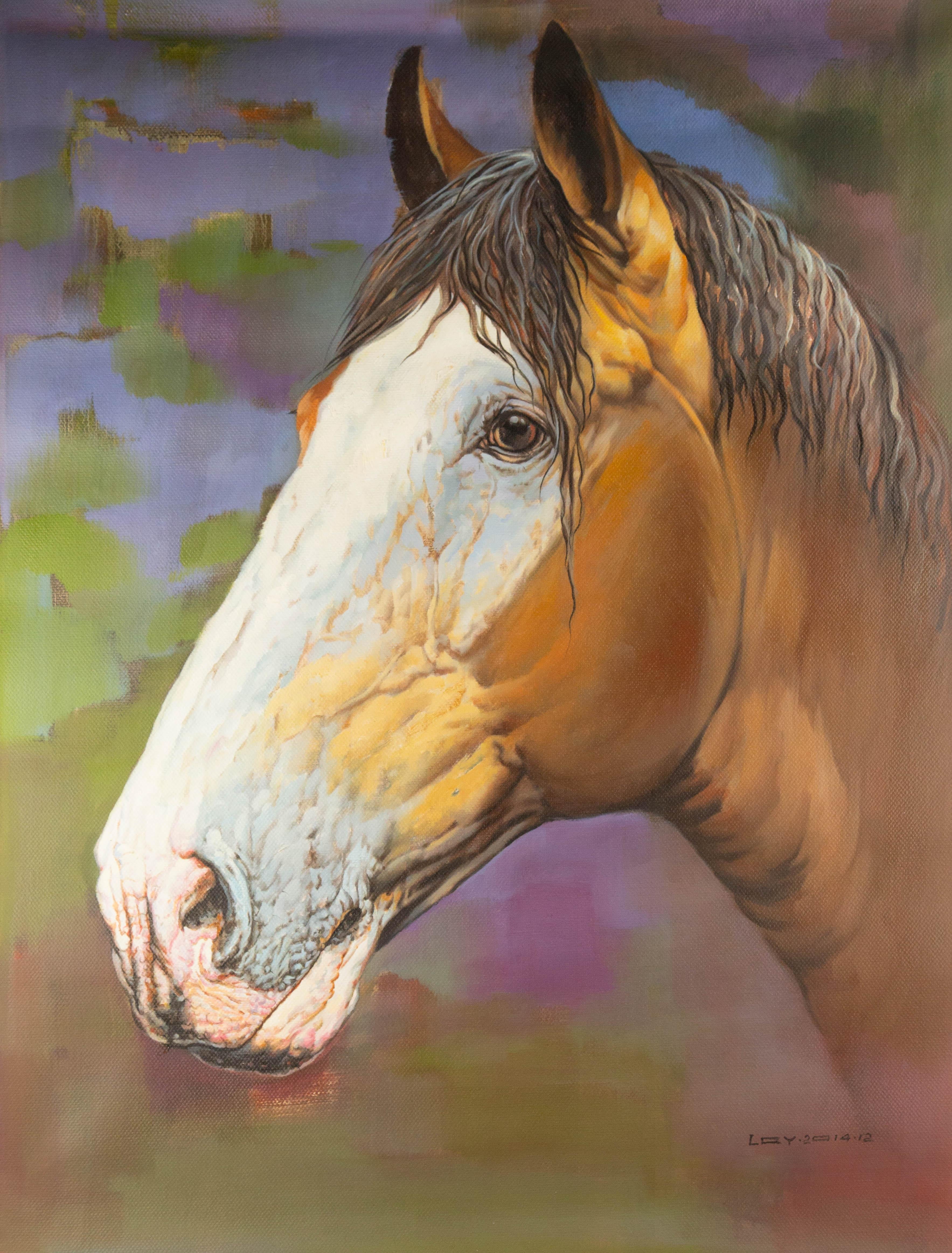 Qingyuan Liang Animal Original Oil On Canvas "Horse Series III"