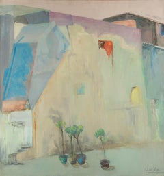 QinXin Dong Huile originale contemporaine sur toile "Red House" (Maison rouge)