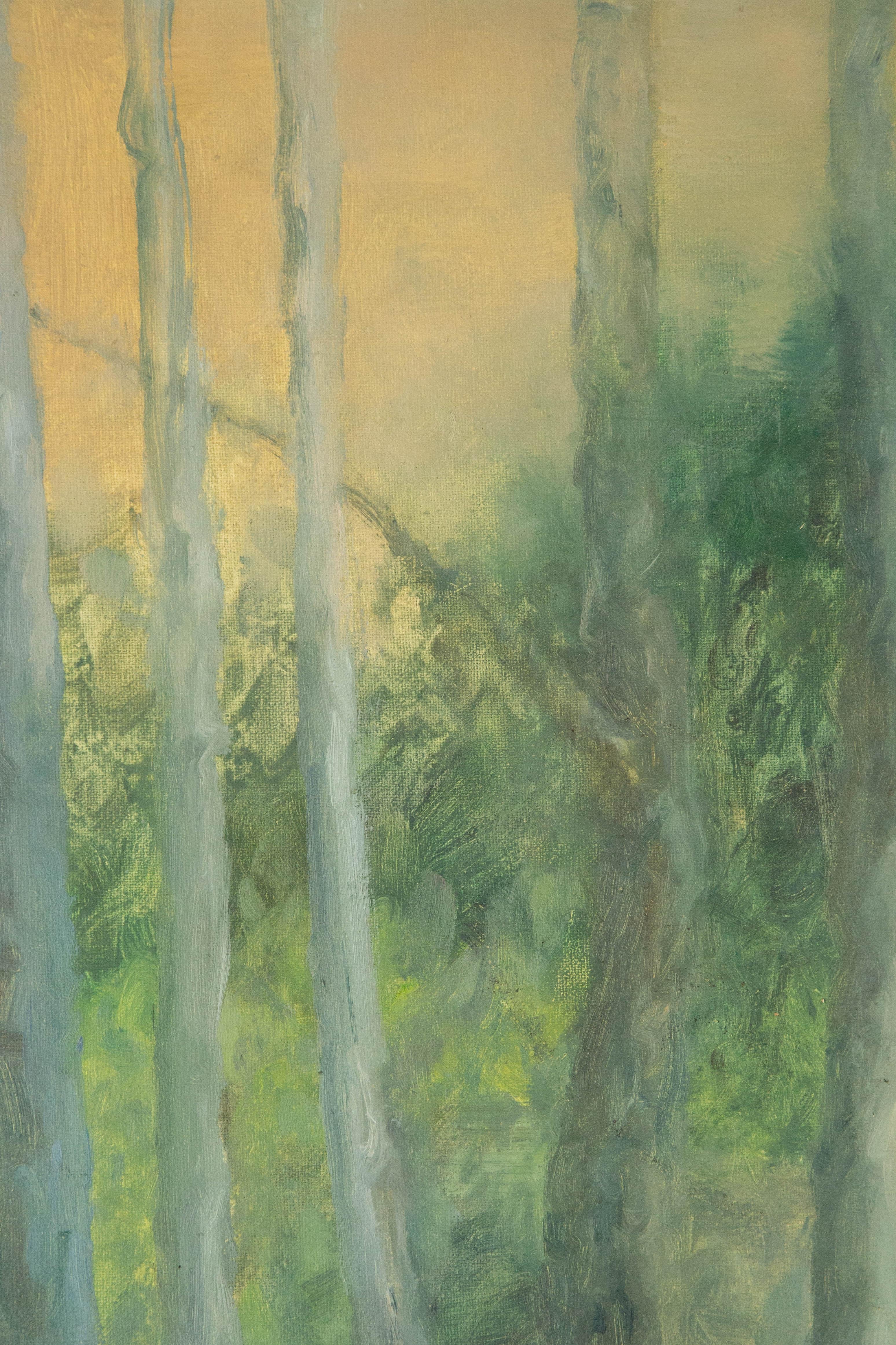 Impressionistisches Original Ölgemälde auf Leinwand „Kun Mountain Spring II“ von QinXin Dong, QinXin Dong – Painting von Qinxin Dong