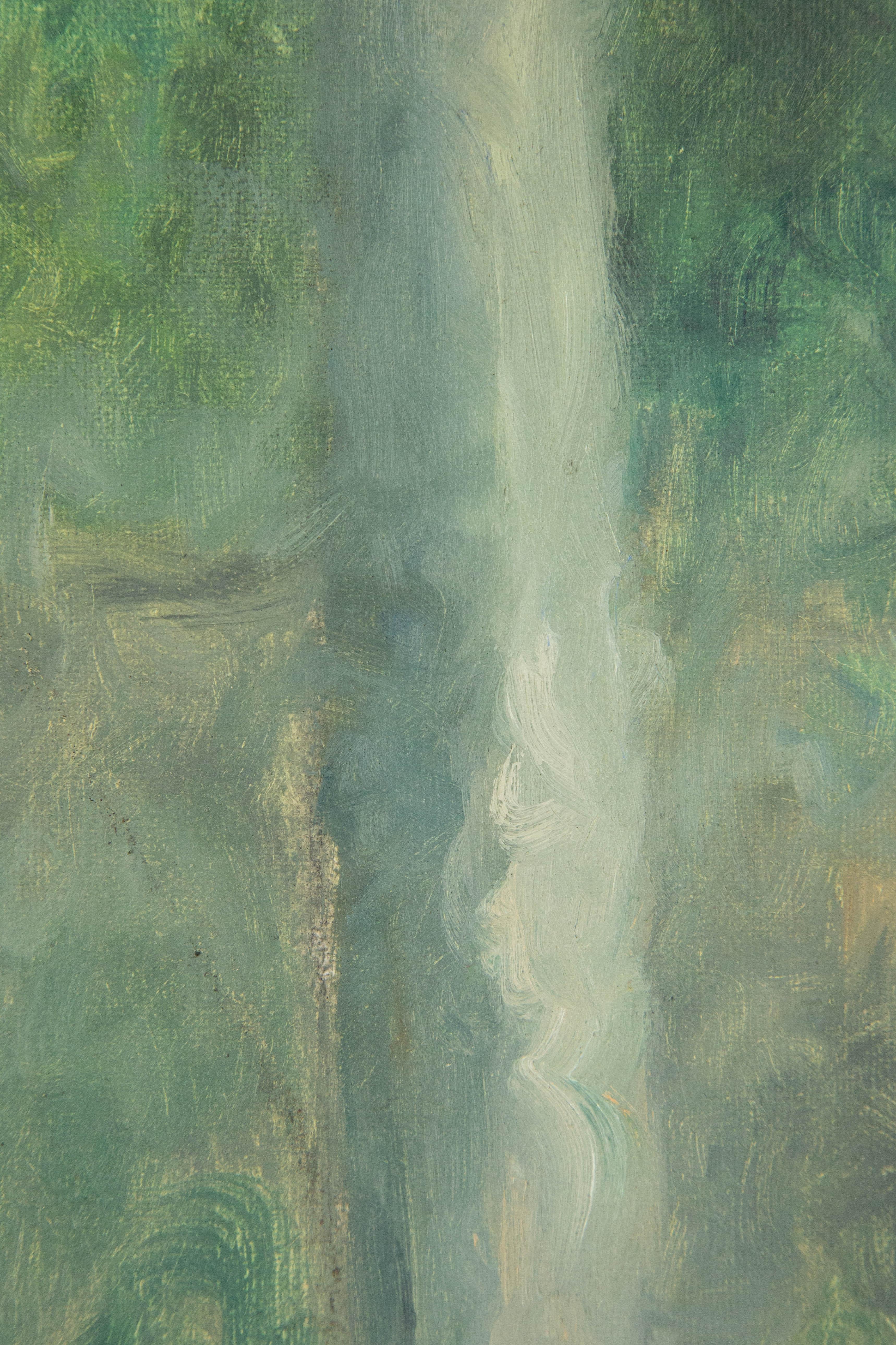 Impressionistisches Original Ölgemälde auf Leinwand „Kun Mountain Spring II“ von QinXin Dong, QinXin Dong im Angebot 2