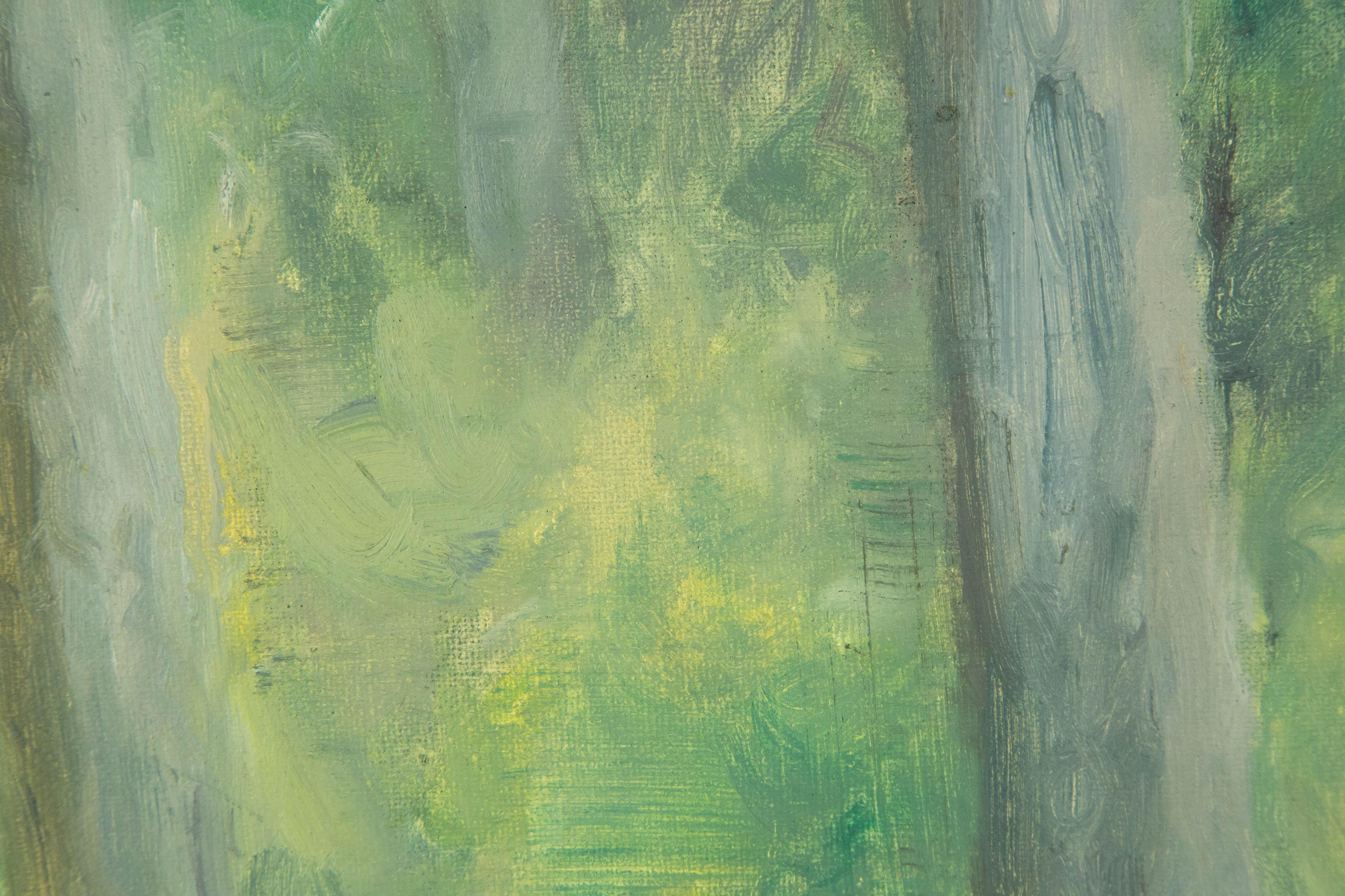 Impressionistisches Original Ölgemälde auf Leinwand „Kun Mountain Spring II“ von QinXin Dong, QinXin Dong im Angebot 3