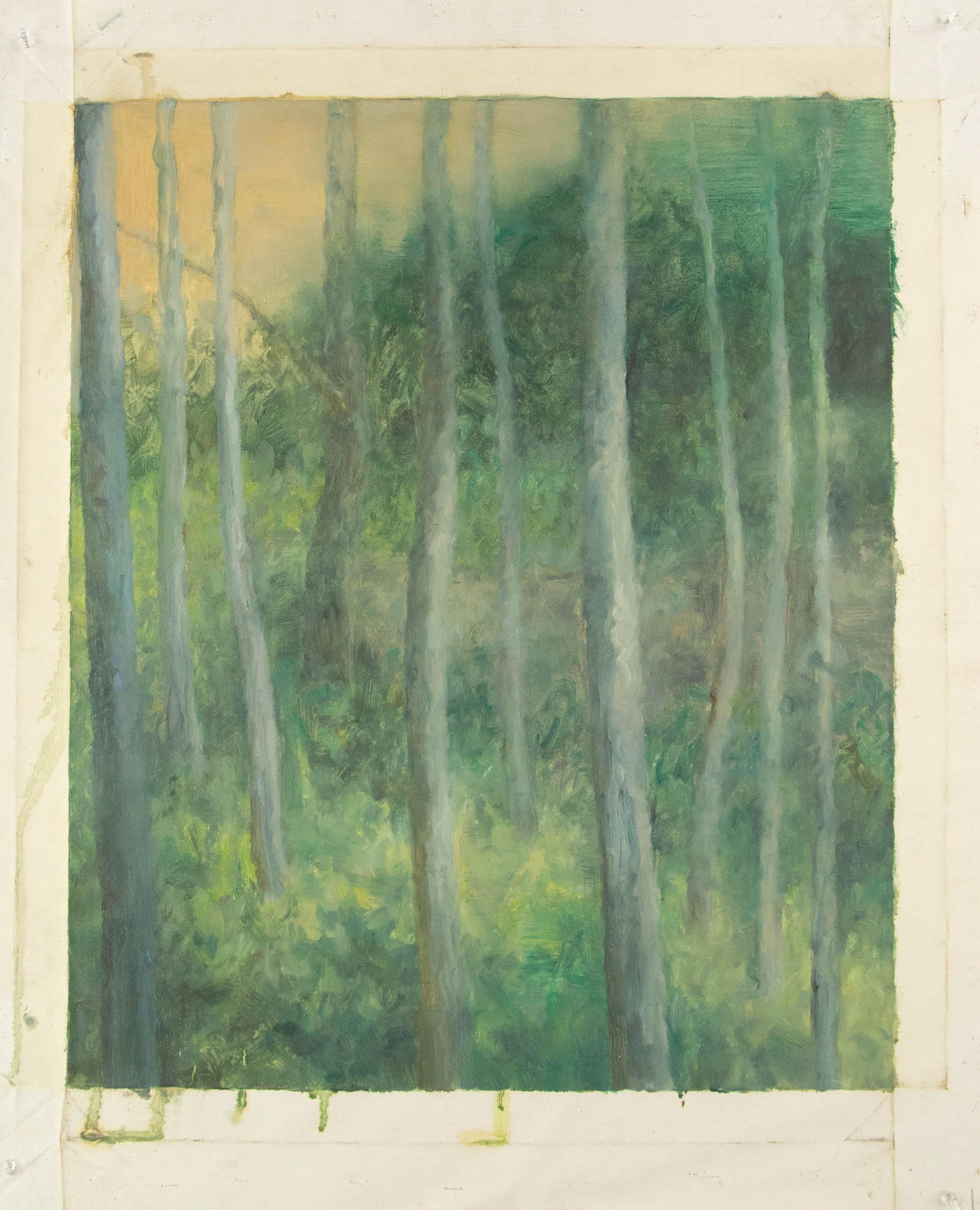 Impressionistisches Original Ölgemälde auf Leinwand „Kun Mountain Spring II“ von QinXin Dong, QinXin Dong im Angebot 4