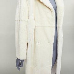 QIQIFUR off white real fur patchwork big belt loop long coat FR38 M