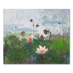Qiuyu Mu Impressionist Original Oil On Canvas "Lotus Pond"