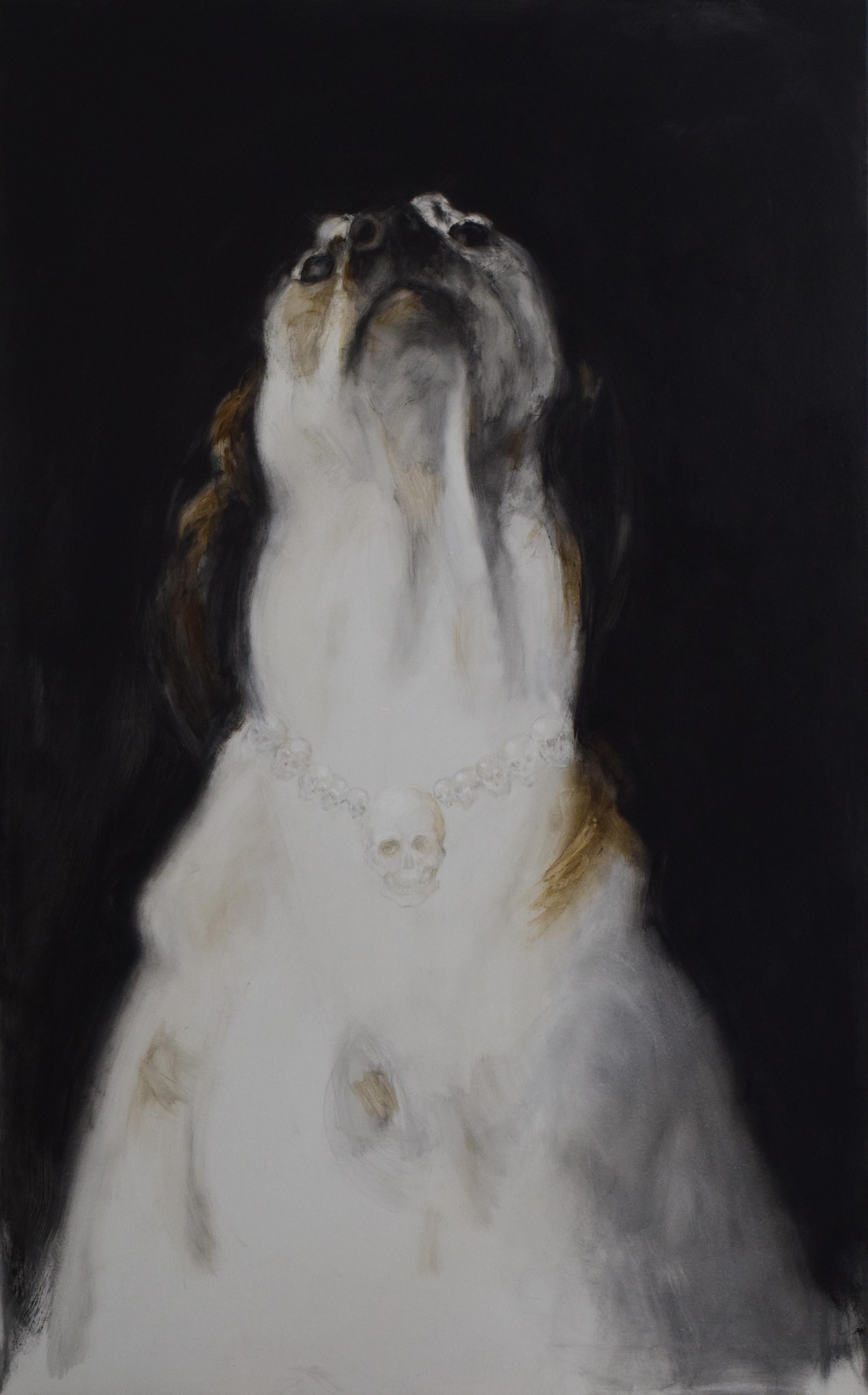 QK (Cuca) Animal Painting - Gran Negro - 21st Century, Contemporary, Figurative Oil Painting, Dog, Animals