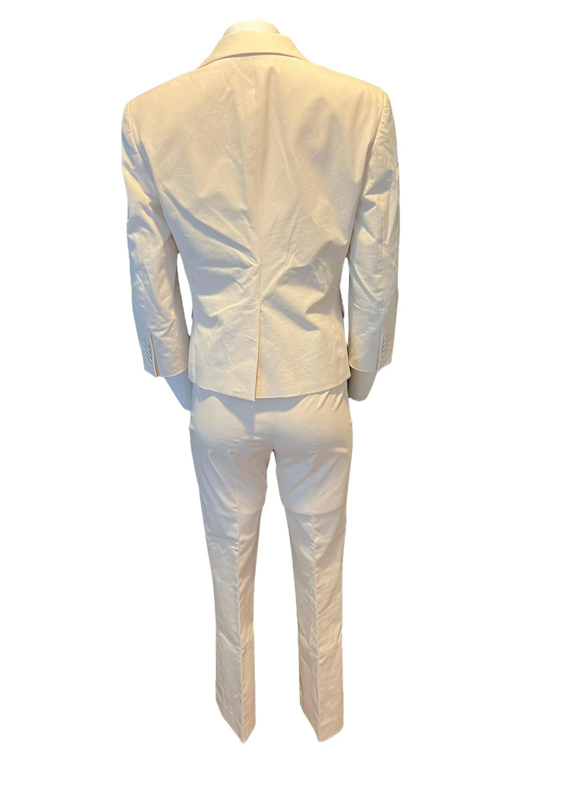 QL2 Quelledue Cream Blazer Jacket & Trouser Pant Suit For Sale 8