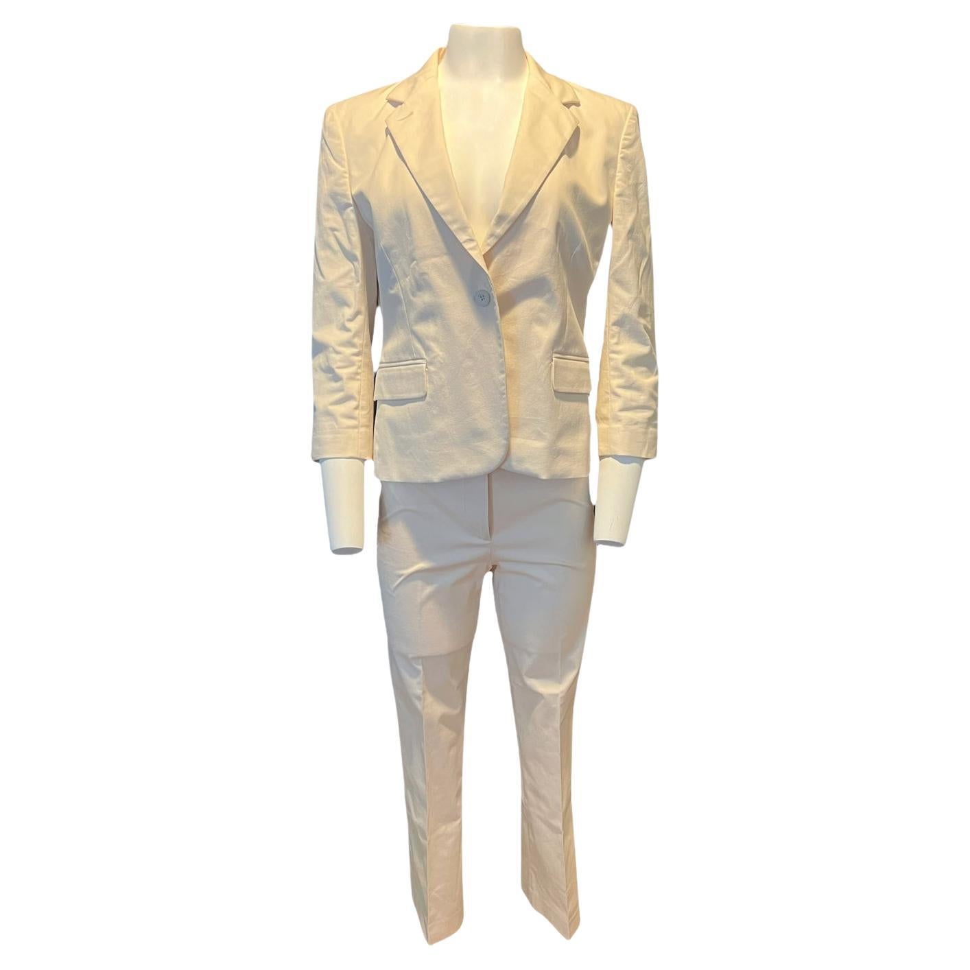 QL2 Quelledue Cream Blazer Jacket & Trouser Pant Suit For Sale